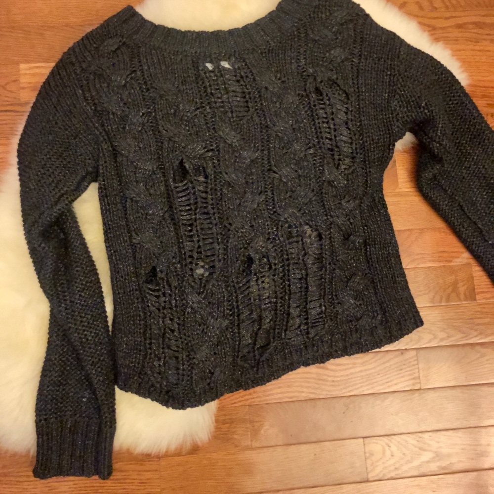 Trouve Oversized Pullover Knitted Sweater, Black